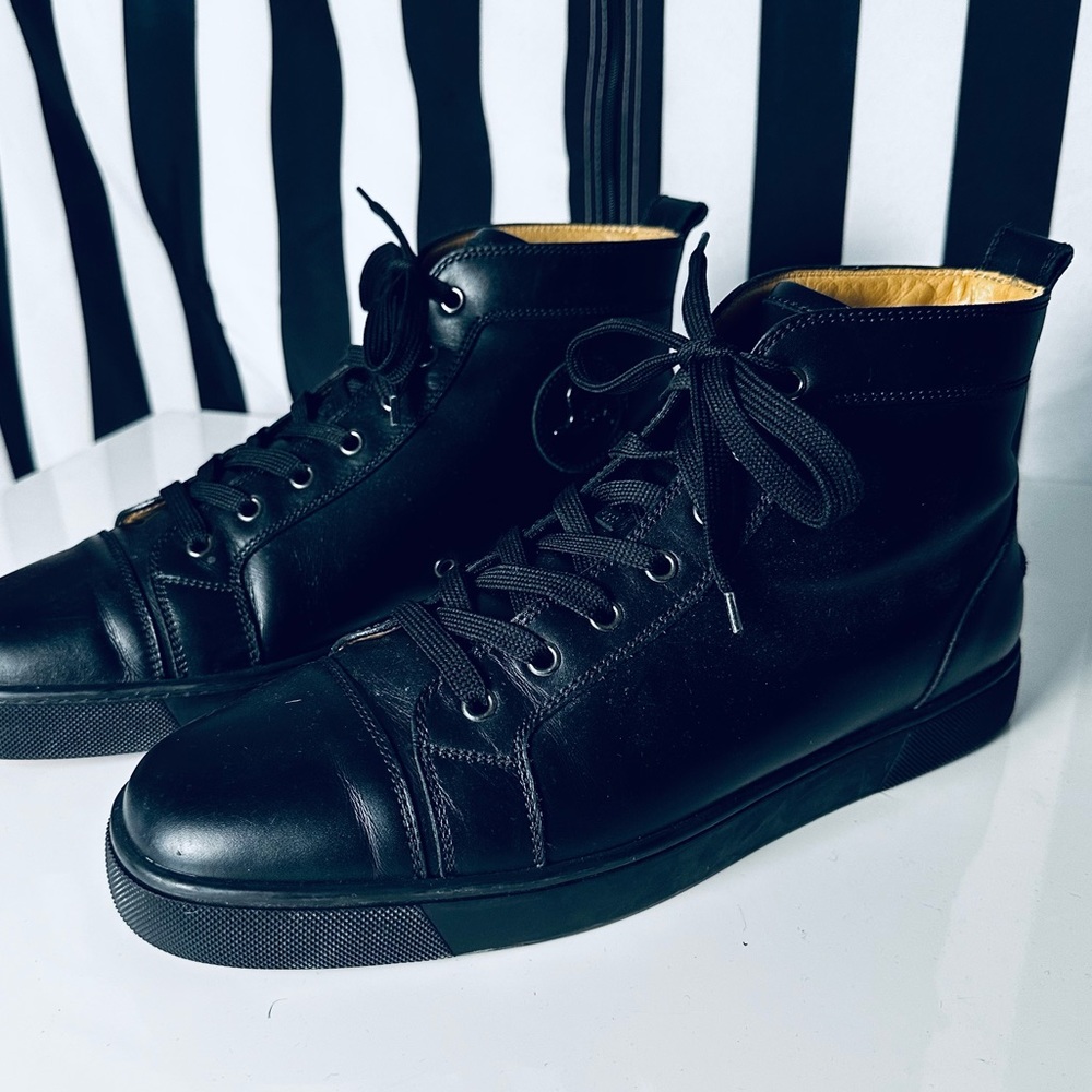 Christian Louboutin Men’s High Top Sneakers w/ Red Bottom Soles - Picture 2 of 13